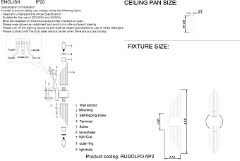 Бра CRYSTAL LUX RUDOLFO RUDOLFO AP2 BRASS 120Вт E14