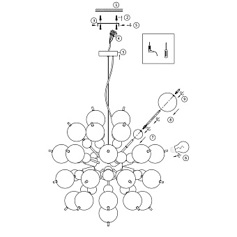 Светильник подвесной Maytoni Bolla MOD133PL-08BS 60Вт E27