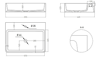 Раковина накладная SALINI OTTAVIA 1103101GRH 44,5х59,5см