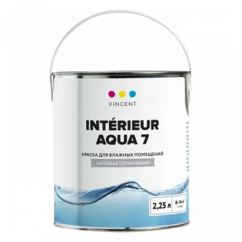 Краска для минеральных поверхностей акриловая/моющаяся VINCENT DECOR Intérieur Aqua 7 I-7 Белый основа A 2,25л
