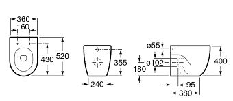 Унитаз приставной ROCA Meridian-N 7.3472.4.700.0 ободковый с микролифтом