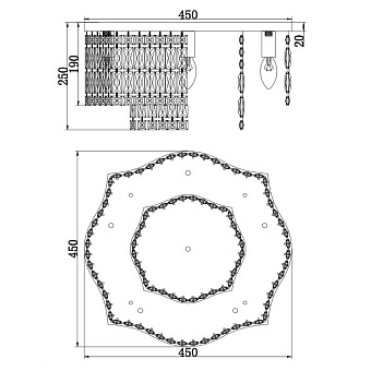 Светильник потолочный Maytoni Dune DIA005CL-06CH 60Вт E14