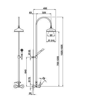 Душевая система Cisal Arcana Royal AY00405127 бронза