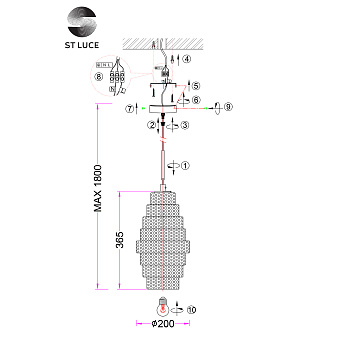 Светильник подвесной ST Luce REXITE SL1001.203.01 40Вт E27