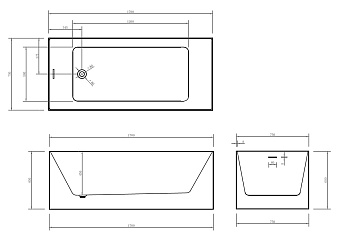 Ванна акриловая Abber AB9274-1.7 170х75см отдельностоящая