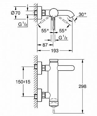 Смеситель для ванны GROHE Essence New 33624DC1 сталь