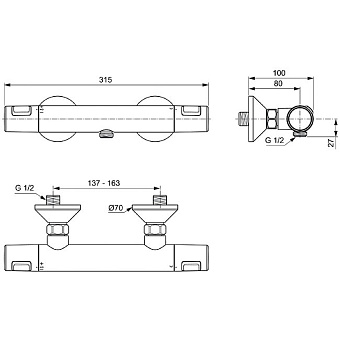 Смеситель для душа IDEAL STANDARD CERATHERM T25 A7201AA хром