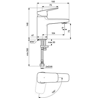 Смеситель для раковины IDEAL STANDARD CERAPLAN BD211AA chrome