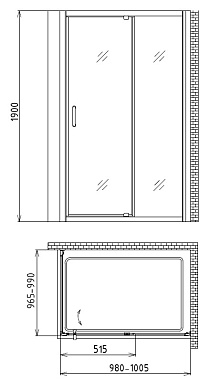 Угловое ограждение Gemy Sunny Bay S28191A-A100 190х100см стекло прозрачное