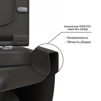 Унитаз подвесной BERGES EGO XL 083218 безободковый с микролифтом