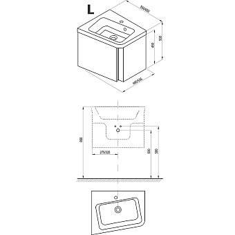 Тумба под раковину подвесная RAVAK 10° X000000741 48,5х55х50см