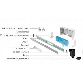 Щелевой душевой трап BERGES WALL 92157 100х31,2см боковой сток