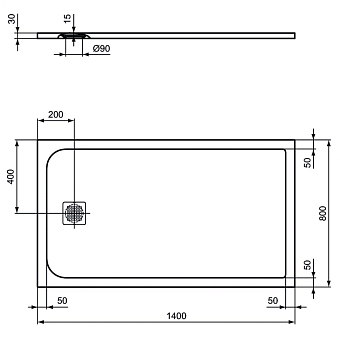 Душевой поддон IDEAL STANDARD ULTRAFLAT S K8237FT 80х140см