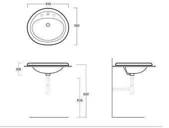 Раковина встраиваемая сверху SIMAS Top E Lavabi D'Arredo S51 bi*1 63х56см