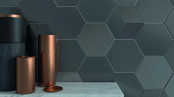 Настенная плитка WOW Metallic Edition 118558 Mini Hexa Canale Steel. 15х17,3см 0,578кв.м. глянцевая