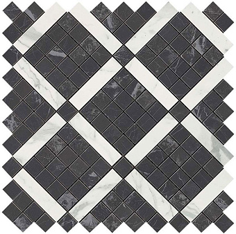 Керамическая мозаика Atlas Concord Италия Brick Atelier 9MVH Marvel Noir Mix Diagonal Mosaic 30,5х30,5см 0,558кв.м.