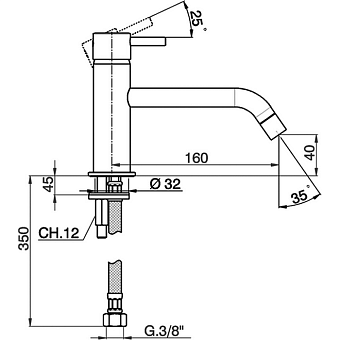 Смеситель для раковины Cisal Less Minimal LM00154040 чёрный