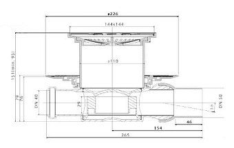 Душевой трап Pestan 13000080 15х15см горизонтальный сток