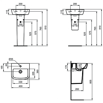 Раковина подвесная IDEAL STANDARD TEMPO T056701 40х36см