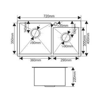 Мойка кухонная MELANA ProfLine S7240HB 72х40см графит