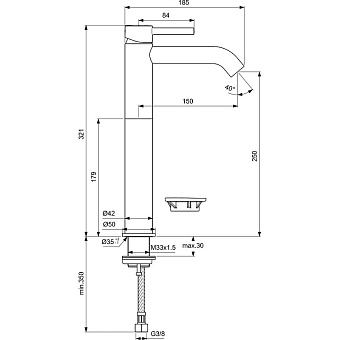 Смеситель для раковины IDEAL STANDARD CERALINE BC269XG чёрный
