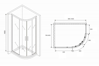 Угловое ограждение Abber Schwarzer Diamant AG01180M 195х80см стекло матовое