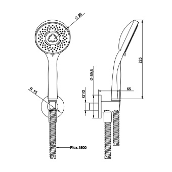 Душевой гарнитур Bongio Pi7 00835CR3GPR хром