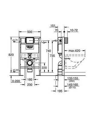 Инсталляция для подвесного унитаза GROHE Rapid SL 38587000