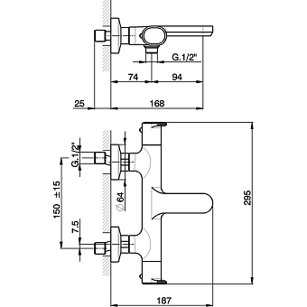 Смеситель для ванны Cisal LineaViva LVT2101021 хром