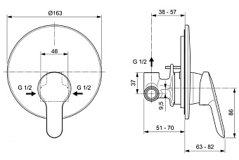 Смеситель для душа IDEAL STANDARD DOT 2.0 A7164AA хром