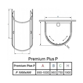 Угловое ограждение RADAWAY Premium Plus P 190х100см стекло коричневое