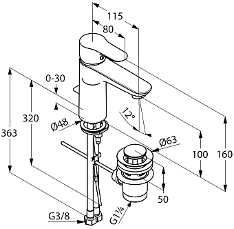 Смеситель для раковины KLUDI Objekta 322600575 хром