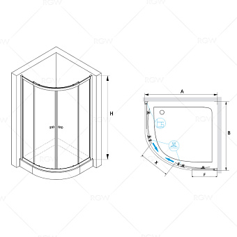 Угловое ограждение RGW Classic 04095188-11 CL-51 185х80см стекло прозрачное