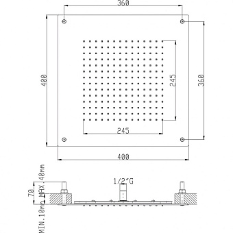 Верхний душ Cisal Zen Shower ZS025630D2 нержавейка