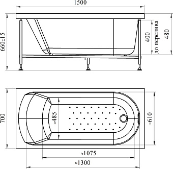 Ванна акриловая RADOMIR Vannesa Ника 2-01-0-0-1-239 150х70см пристенная