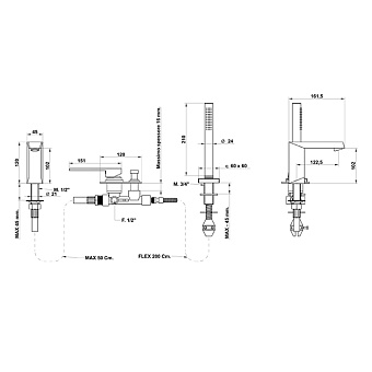 Смеситель для ванны Bongio Stelth 01531OR0D золотой