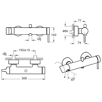 Смеситель для душа VITRA Origin A4261926 медь