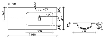 Раковина накладная Ceramica Nova ELEMENT CN7015 101х45,7см