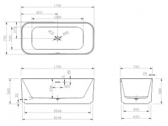 Ванна акриловая Abber AB9363-1.7 170х75см отдельностоящая