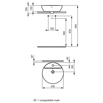 Раковина накладная IDEAL STANDARD CONNECT E804001 43х43см
