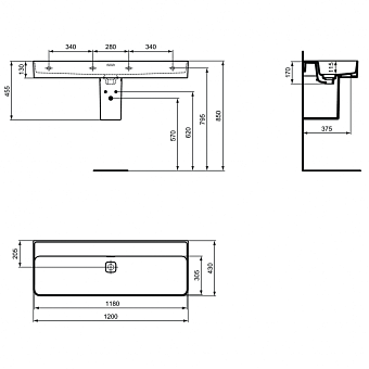 Раковина подвесная IDEAL STANDARD STRADA II T364101 120х43см