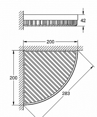 Полка в ванную угловая GROHE Selection Cube 40809000 1-ярусная 20х28,3см хром