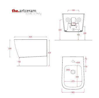 Биде подвесное ArtCeram A16 ASB001 41 00 matera *1
