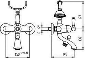 Смеситель для ванны CAPRIGO ANTIQUE 04-011-vot бронза