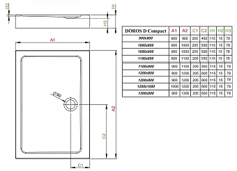 Душевой поддон RADAWAY Doros SDRD9080-05 90х80см