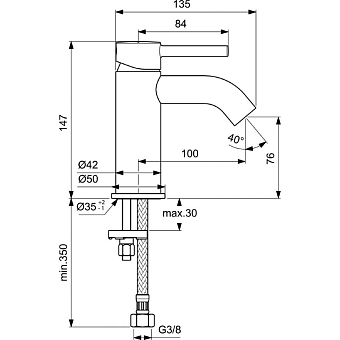 Смеситель для раковины IDEAL STANDARD CERALINE BC268XG чёрный матовый