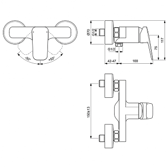 Смеситель для душа IDEAL STANDARD CERAPLAN BD250AA chrome