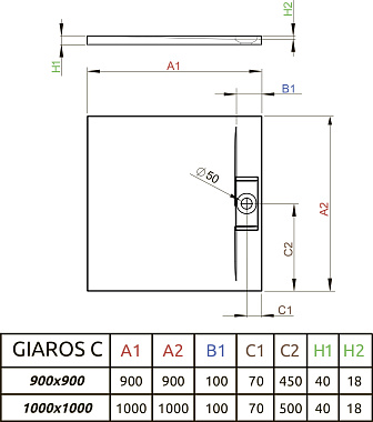 Душевой поддон RADAWAY Giaros MKGC9090-03 90х90см