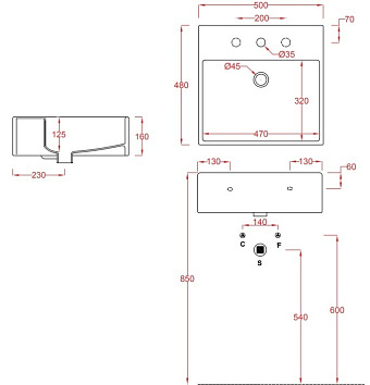 Раковина накладная ArtCeram Quadro QUL002 01 00 48х48см