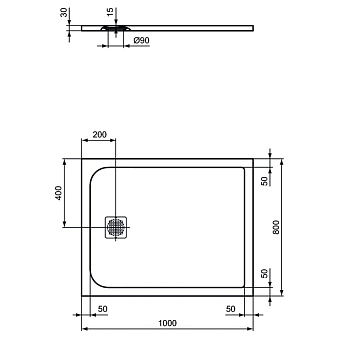 Душевой поддон IDEAL STANDARD ULTRAFLAT S K8219FR 80х100см